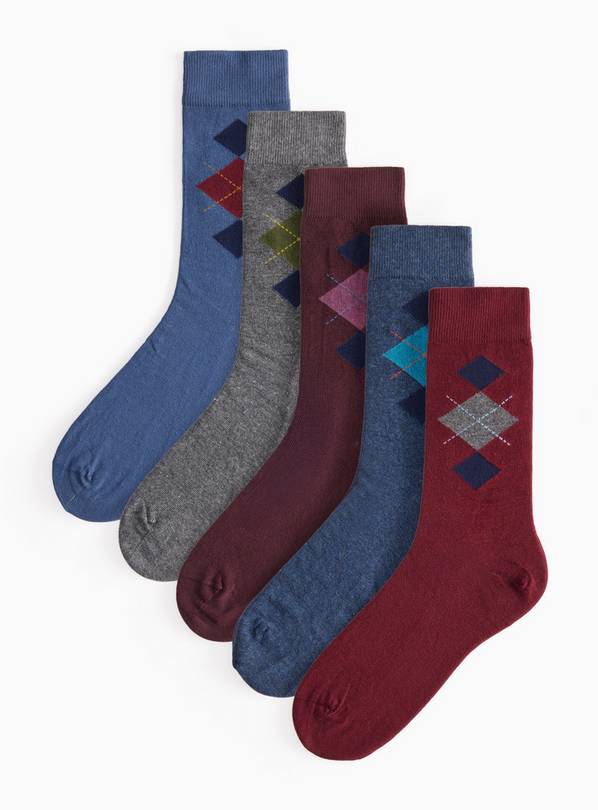 Argyle Ankle Socks 5 Pack 9-12